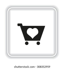 put in shopping cart. icon. vector design