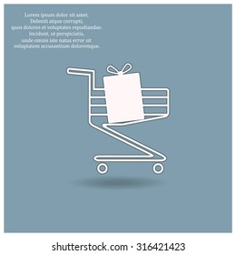 put in shopping cart. icon. vector design