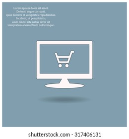 put in shopping cart. icon. vector design