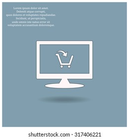 put in shopping cart. icon. vector design