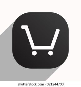 put in shopping cart. icon. vector design, black button for Mobile Applications