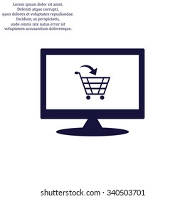 put in shopping cart. icon. vector design