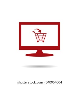 put in shopping cart. icon. vector design