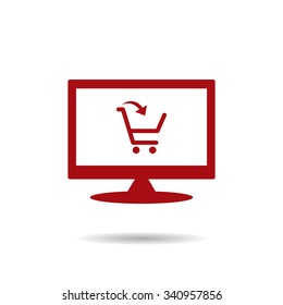 put in shopping cart. icon. vector design