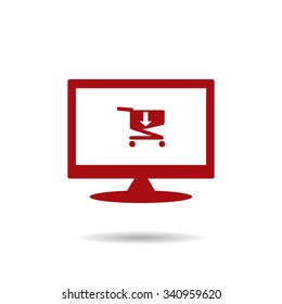 put in shopping cart. icon. vector design