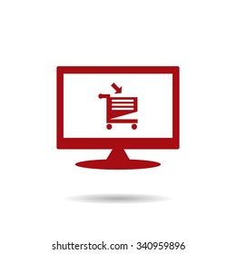 put in shopping cart. icon. vector design