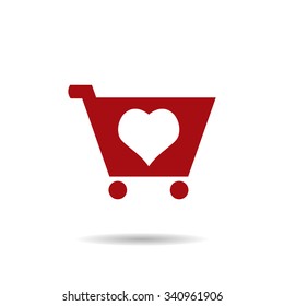 put in shopping cart. icon. vector design