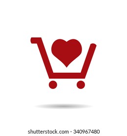 put in shopping cart. icon. vector design