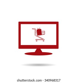 put in shopping cart. icon. vector design