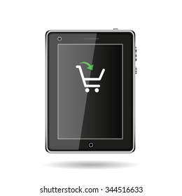 put in shopping cart. icon. vector design
