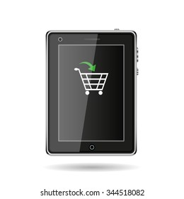 put in shopping cart. icon. vector design
