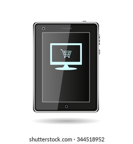 put in shopping cart. icon. vector design