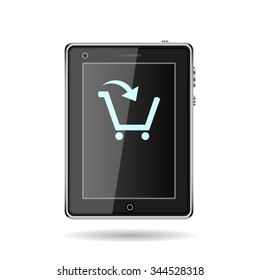 put in shopping cart. icon. vector design
