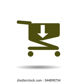 put in shopping cart. icon. vector design