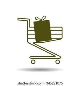 put in shopping cart. icon. vector design