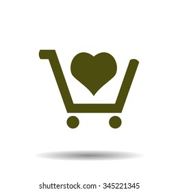 put in shopping cart. icon. vector design