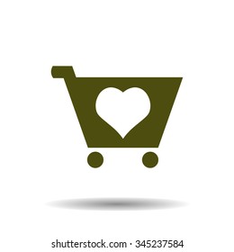 put in shopping cart. icon. vector design