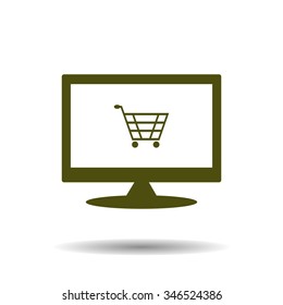 put in shopping cart. icon. vector design