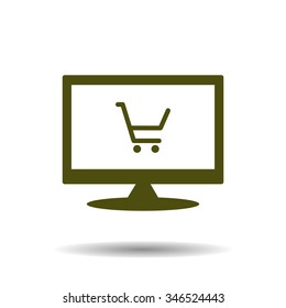 put in shopping cart. icon. vector design