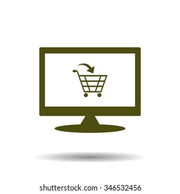 put in shopping cart. icon. vector design