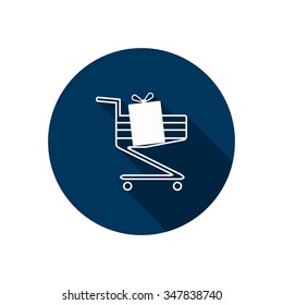put in shopping cart icon, vector illustration. Flat design style
