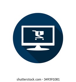 put in shopping cart icon, vector illustration. Flat design style