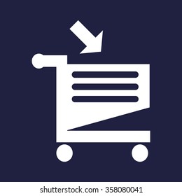 put in shopping cart icon, vector illustration. Flat design style
