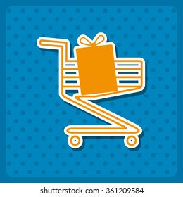 put in shopping cart icon, vector illustration. Flat design style