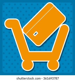 put in shopping cart icon, vector illustration. Flat design style