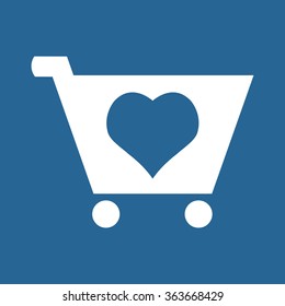 put in shopping cart icon, vector illustration. Flat design style