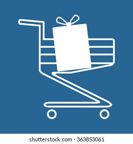 put in shopping cart icon, vector illustration. Flat design style