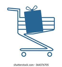put in shopping cart icon, vector illustration. Flat design style