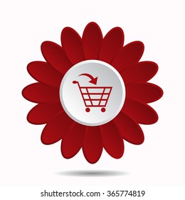 put in shopping cart icon, vector illustration. Flat design style, flower icon