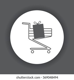 put in shopping cart icon, vector illustration. Flat design style