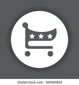put in shopping cart icon, vector illustration. Flat design style