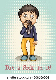 Put a sock in it illustration