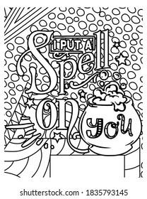 Put Spell On Youhalloween Coloring Bookhalloween Stock Vector (Royalty ...