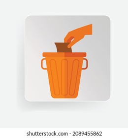 Put In Trash Icon Vector. Simple Illustration Of Trash In Flat Design