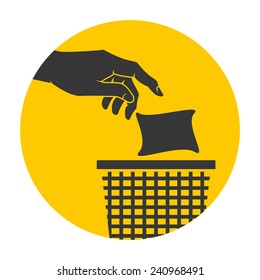 Put trash in its place, vector sign