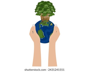 Put the world on both hands.