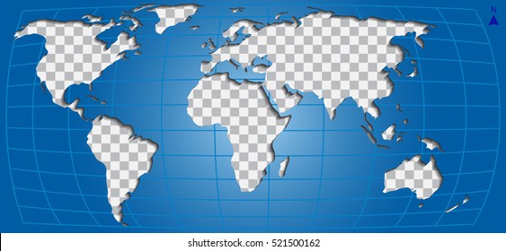 Put your text or picture behind the cut out world map, vector illustration