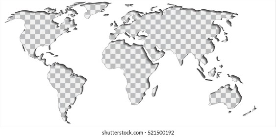 Put your text or picture behind the cut out world map, vector illustration