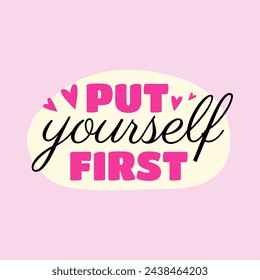 Put yourself first girl quotes healing banner template design vector