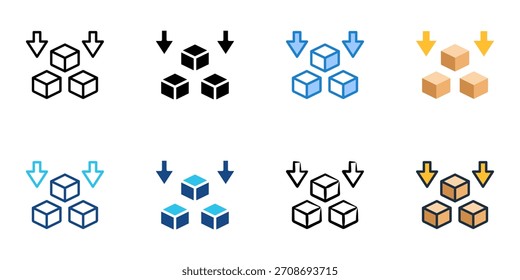 Putaway icon set multiple style vector collection 
