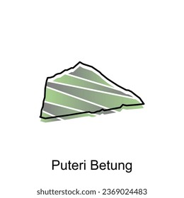 Mapa de Puteri Betung City. mapa vectorial de la provincia de Aceh capital País diseño colorido, ilustración plantilla de diseño sobre fondo blanco