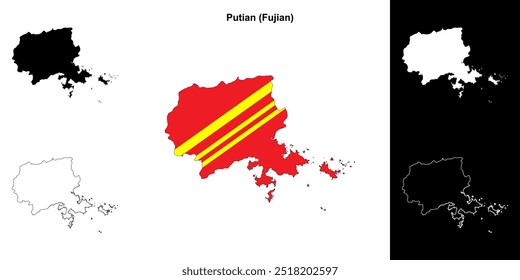 Putian blank outline map set