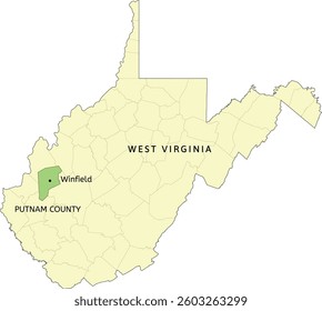 Putnam County and city of Winfield location on West Virginia state map