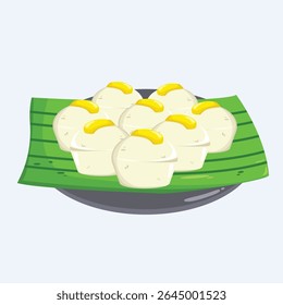 Puto Filipino Food Vetor Illustration, festa deliciosa iguaria, bolo de arroz coberto com queijo, celebração