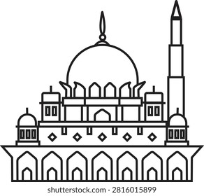 Putra Mosque Malaysia Vector Outline Icon