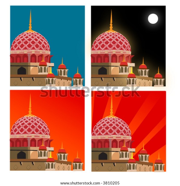 Putrajaya Mosque Kuala Lumpur Vector Stock Vector Royalty Free 3810205